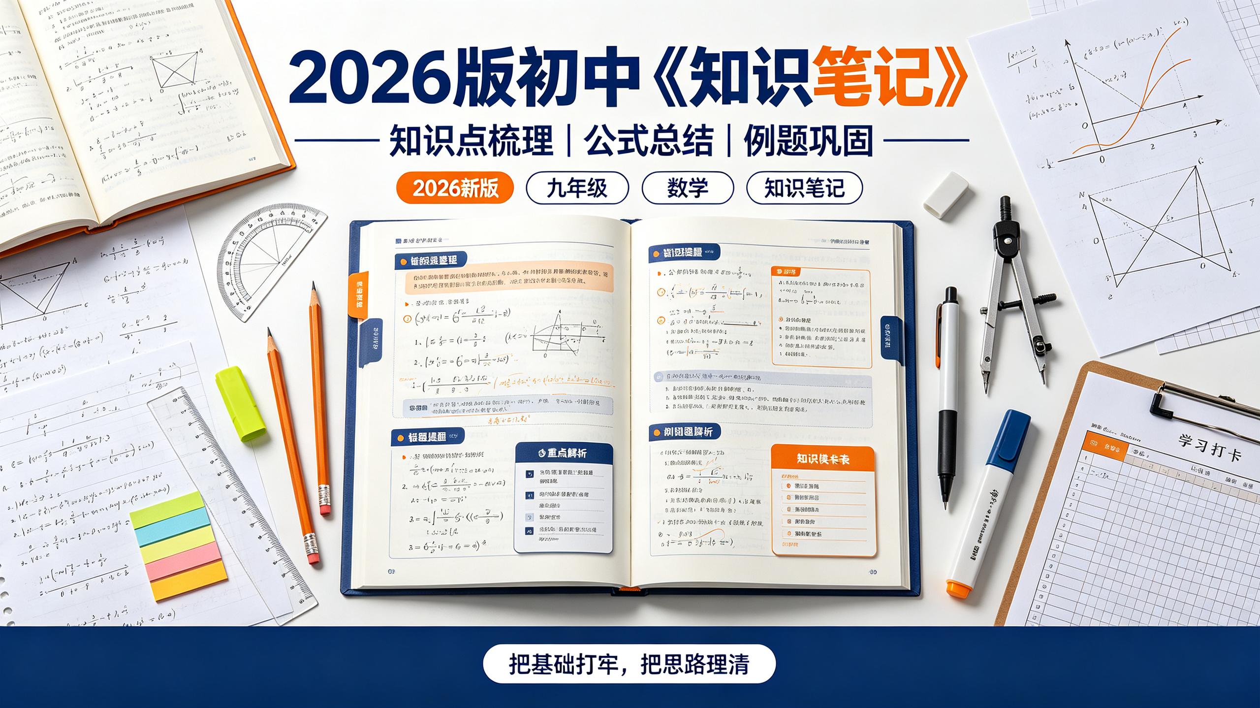 2026版初中《知识笔记》9年级(数学)插图 2026版初中《知识笔记》9年级(数学)