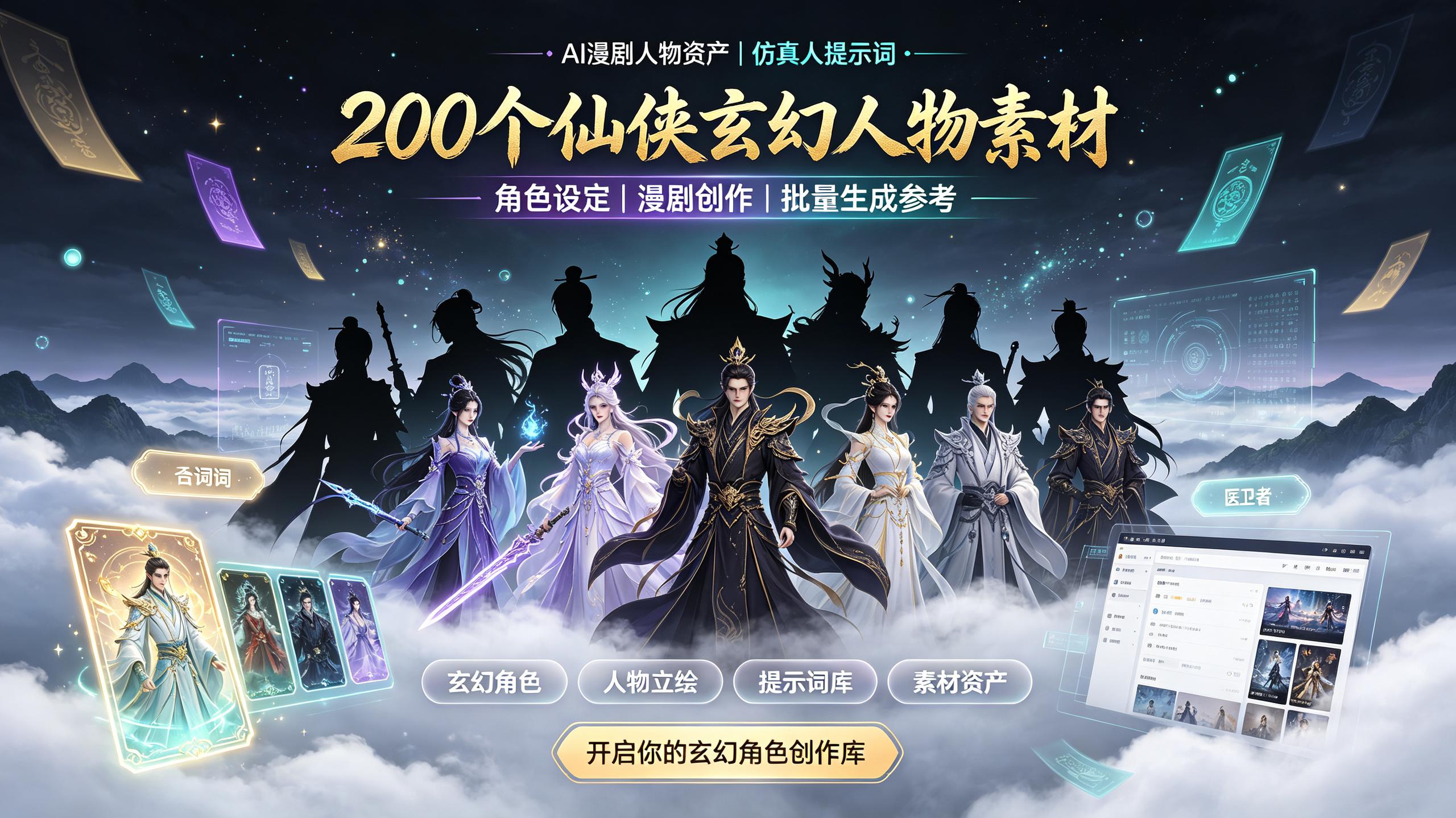 200个仙侠玄幻人物素材ai漫剧人物资产仿真人提示词插图 200个仙侠玄幻人物素材ai漫剧人物资产仿真人提示词