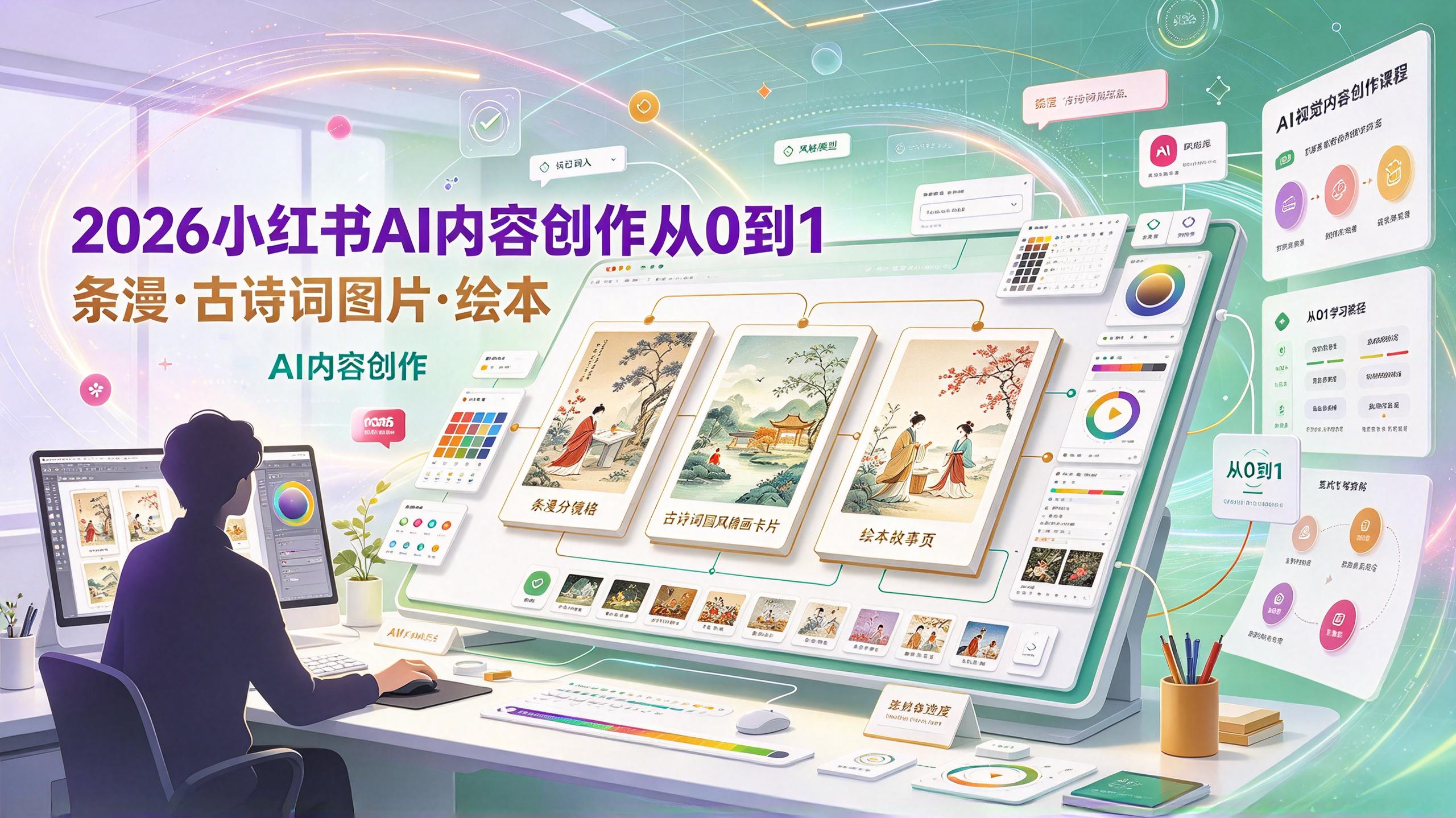 2026小红书AI内容创作从0到1:学习条漫、古诗词图片、绘本插图 2026小红书AI内容创作从0到1:学习条漫、古诗词图片、绘本
