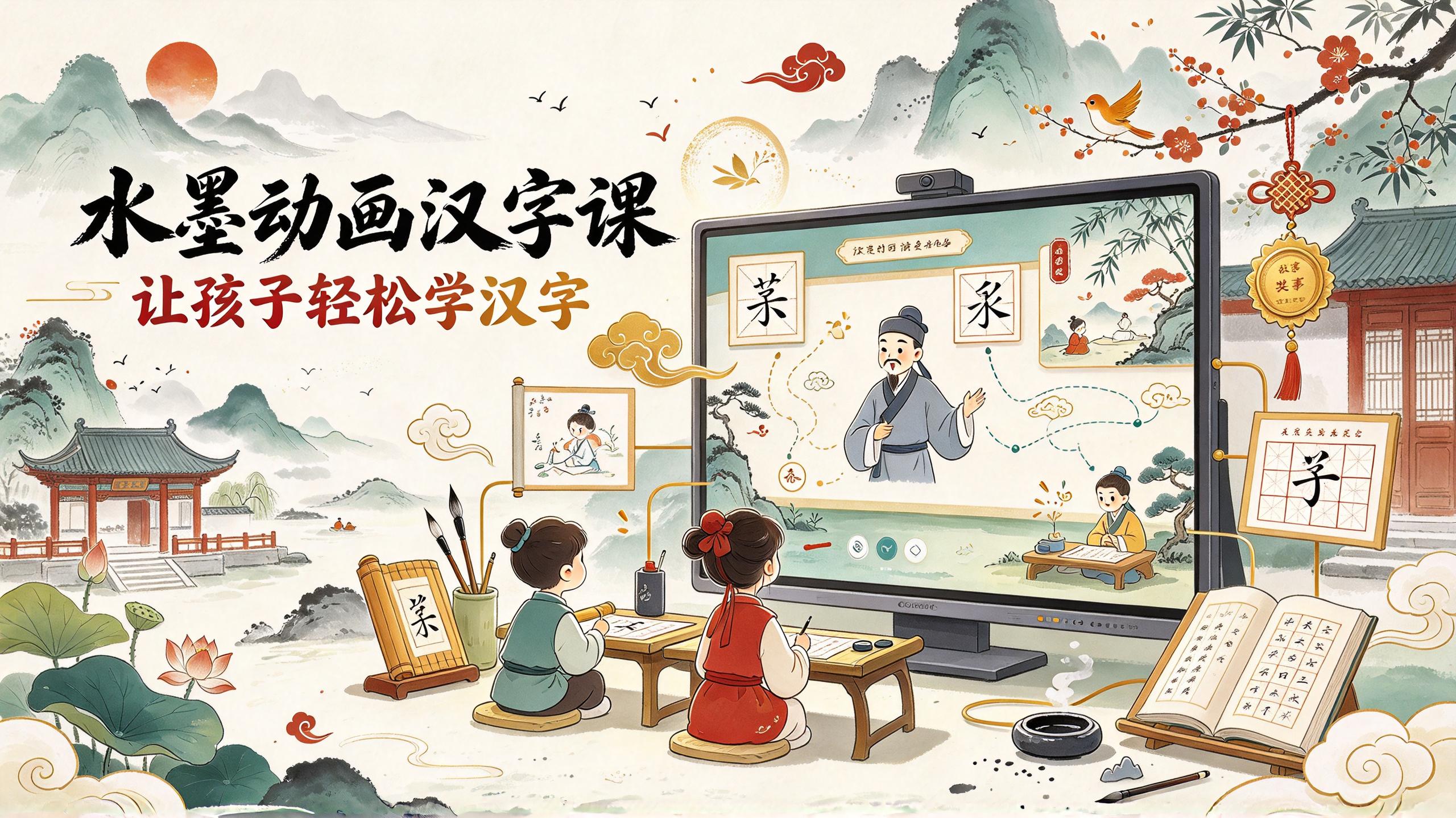 水墨动画汉字课，让孩子在国风动画中轻松学汉字